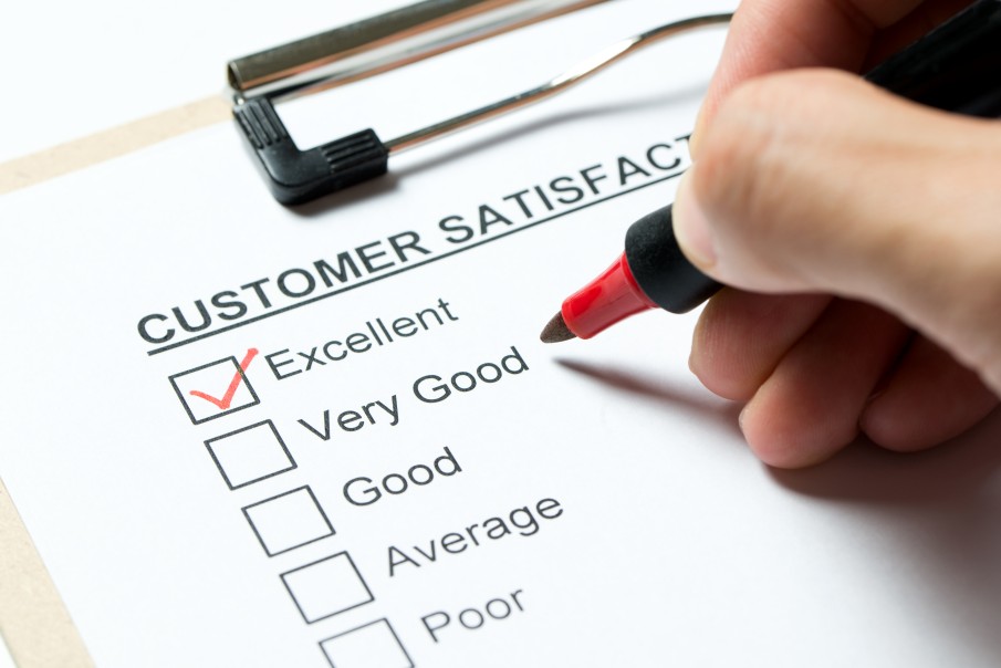 Customer Satisfaction Survey Hand Check Mark Excellent Support Service Success CX