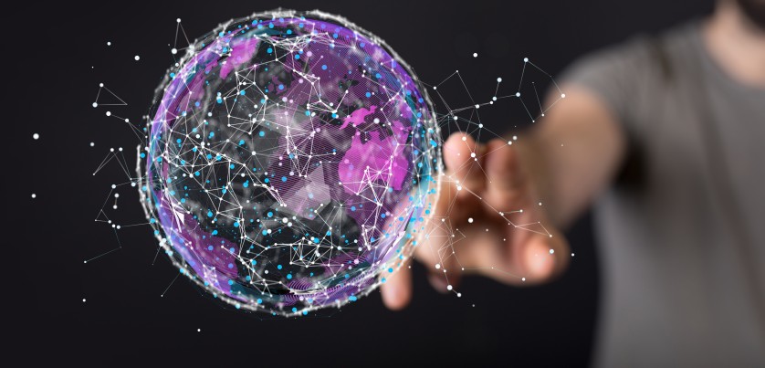 Tech Sphere Globe Global Reach Network Business Solution Hand