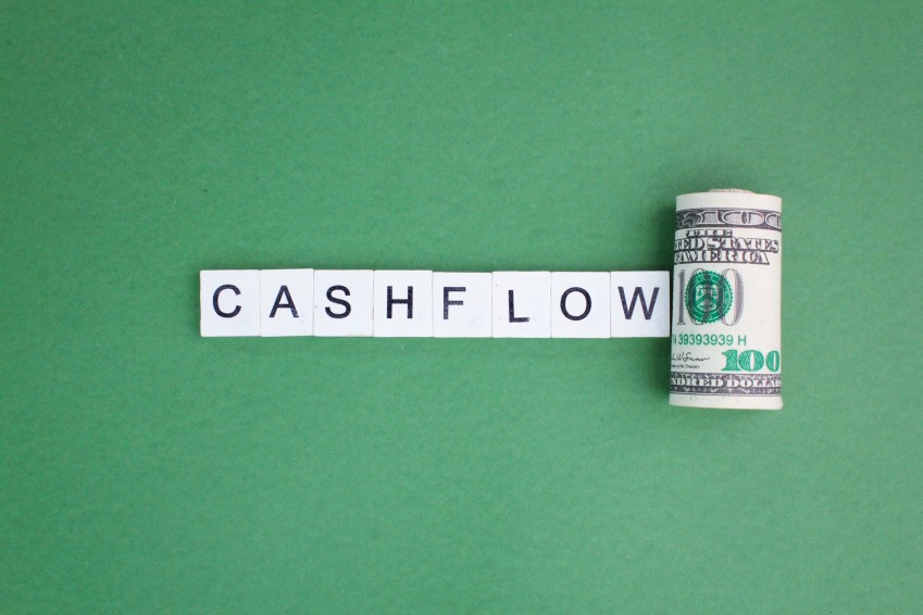 Cash Flow Rolling Dollar Bills Calculate Money Profits