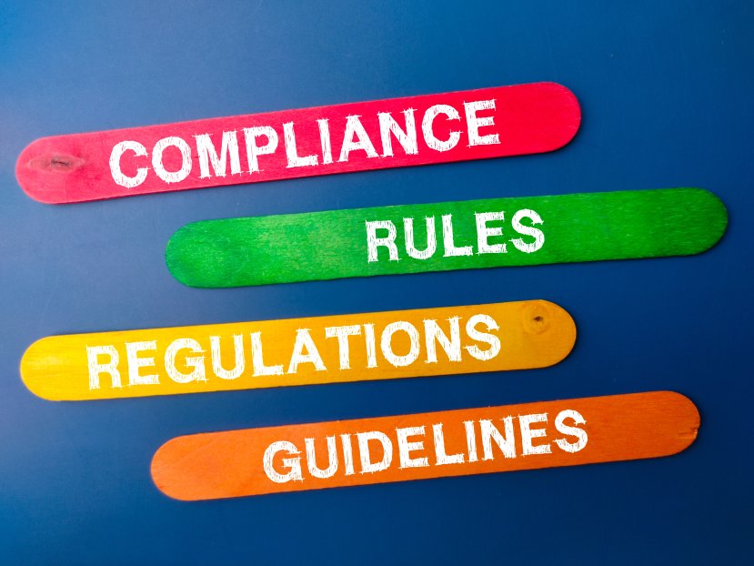 Compliance Rules Regulations Guidelines Words Written Colors Colorful