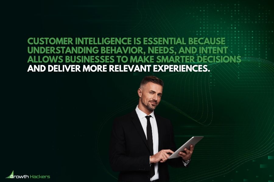 Customer intelligence is essential because understanding behavior needs and intent allows businesses to make smarter decisions and deliver more relevant experiences