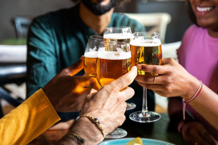 People Drinking Beers Cheering Beer Drinkers Group of Friends Bar Pub