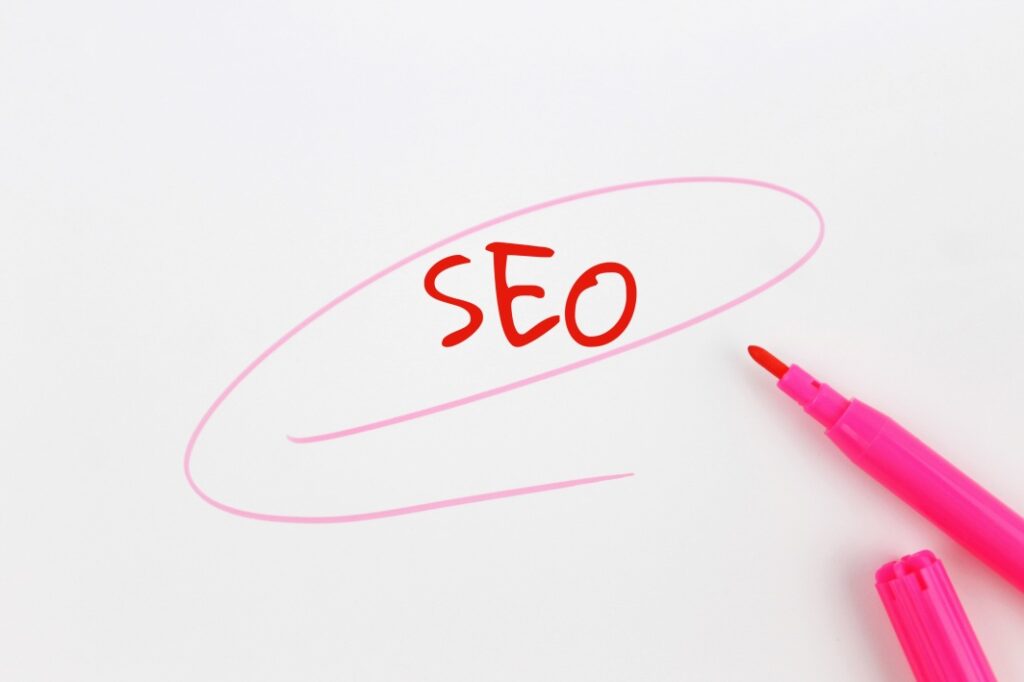 SEO Letters Written Paper Circled Pencil Search Engine Optimization Concept