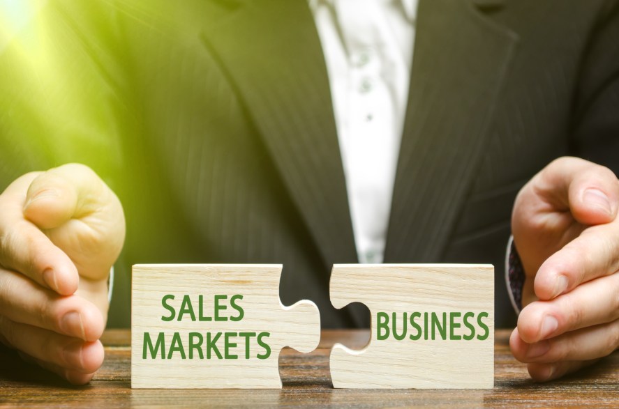 Sales Markets Business Opportunities Businessman Puzzle Pieces