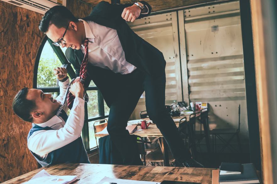 Businessmen Fighting Business Office Arguing Punching Conflict Resolution