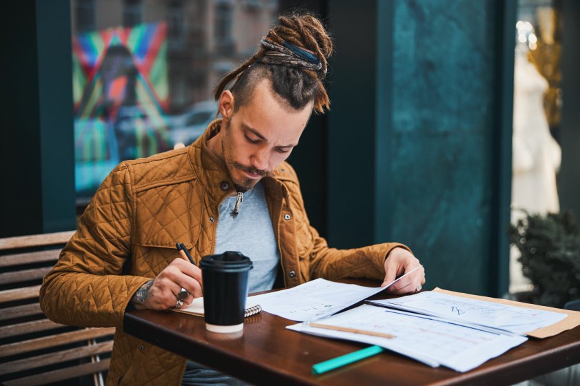 Creative Young Man Cafe Coffee Shop Dreads Dreadlocks Creativity