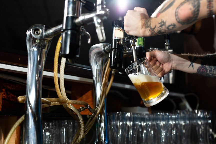 Draft Beer Equipment Pouring Beers Man Tattoo