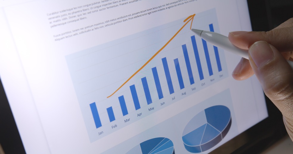 Growth Big Data Driven Close Up Chart Graphs KPIs Metrics Progress Tracking