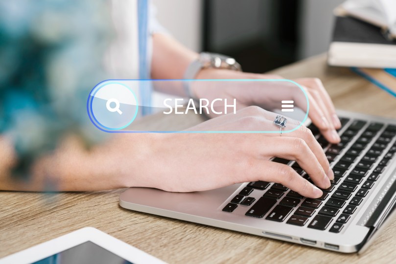 Keyword Research Laptop Typing Search Results SEO