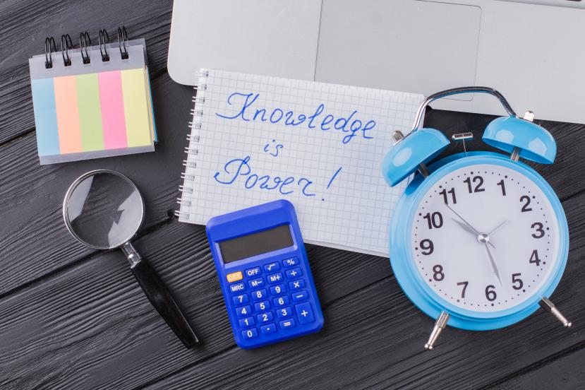 Knowledge is Power Concept Alarm Clock Calculator Skills