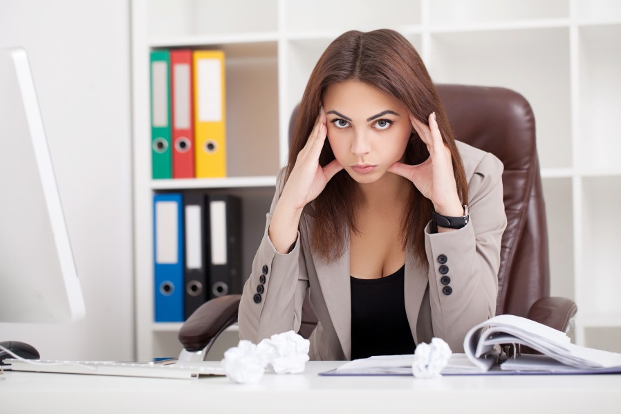 Stressed Anxious Woman Office Female Leadership