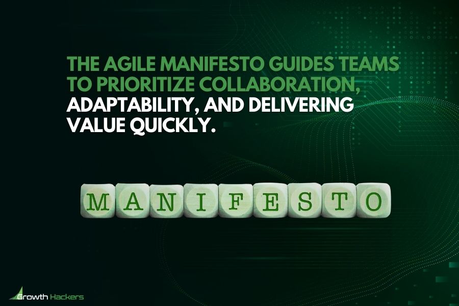 The Agile Manifesto guides teams to prioritize collaboration adaptability and delivering value quickly