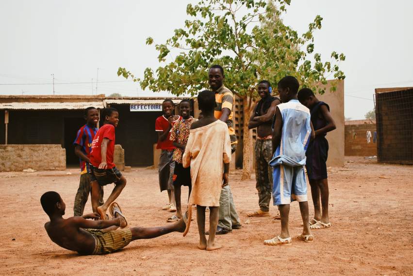 African Children Playing Football Soccer Outside Sand Nonprofits