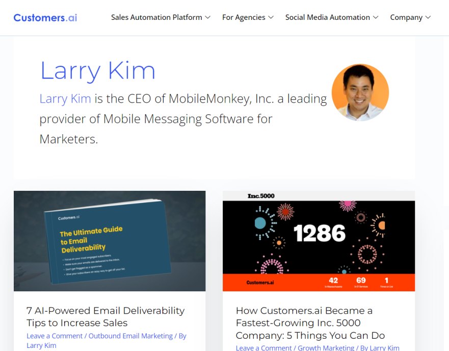 Blog Page Sample by Larry Kim from Customers.Ai