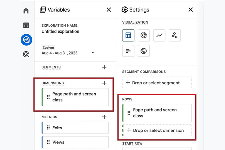 Google Analytics - Drag dimensions