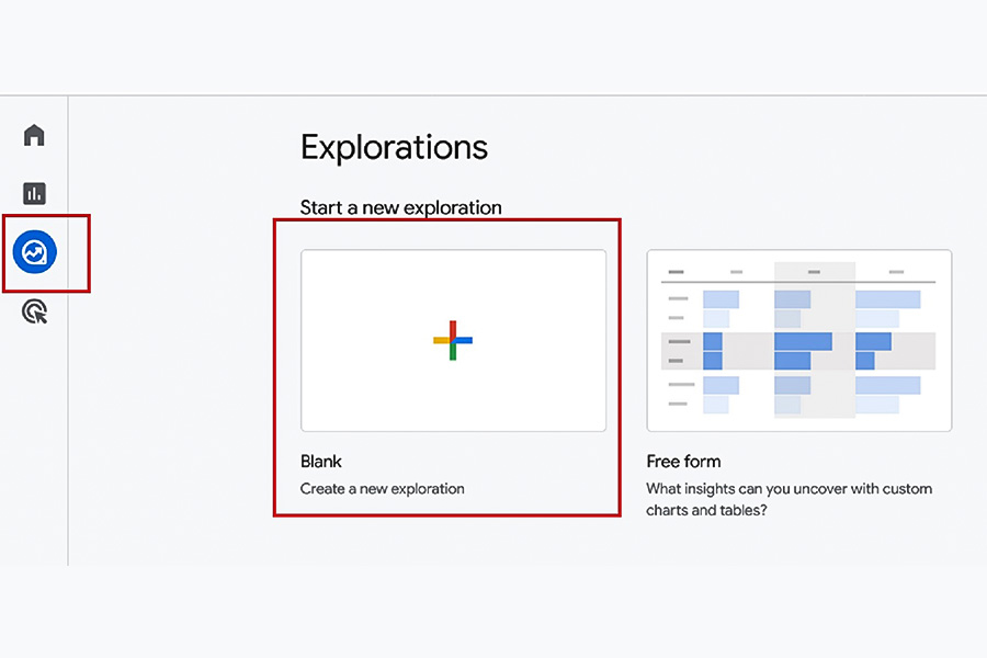 Google Analytics - Select Blank exploration
