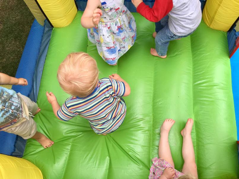 Overhead View Kid Kids Children Playing Bounce House