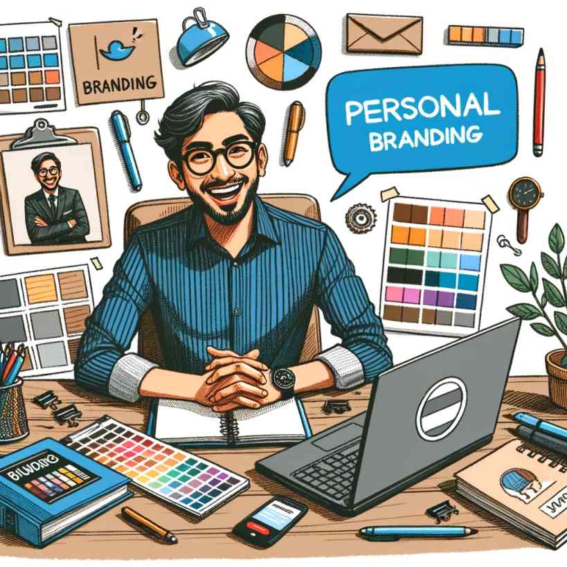 Personal Branding Drawing Character Avatar Design Laptop