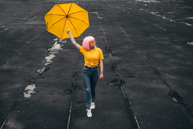 Teen Influencer Marketing Street Yellow Branding Female Umbrella