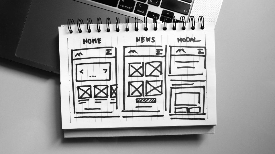 Website design wireframe sketches