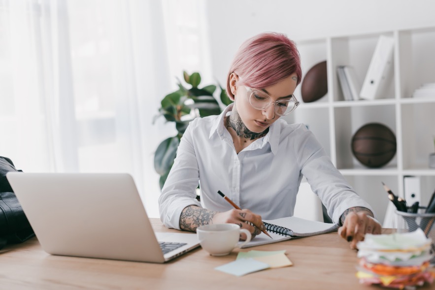 Young Tattooed Businesswoman Tattoo Business Woman Female