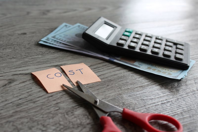 Cut Costs Cost Cutting Concept Scissors Calculator