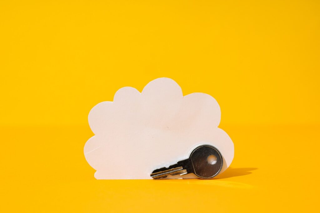 Cloud Environment Key Locker Cybersecurity Concept Computing Yellow