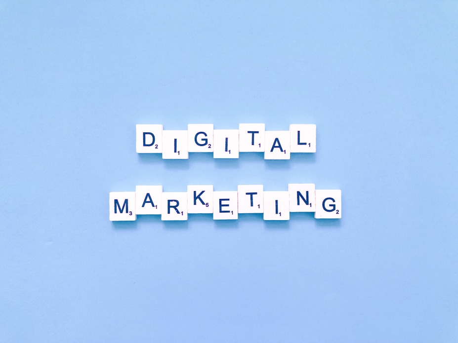 Digital Marketing Words Written Blue Scrabble Online