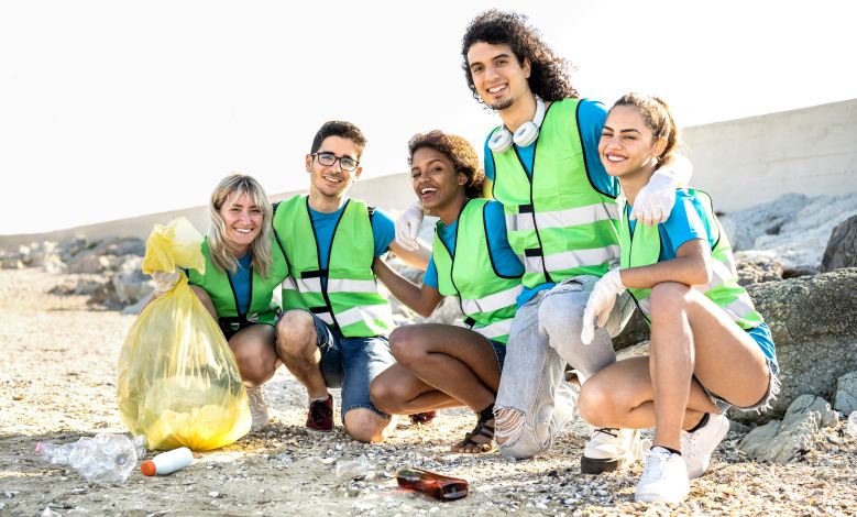 Volunteers Beach Cleaning Group Happy Charity NGO Non Profits Organization People