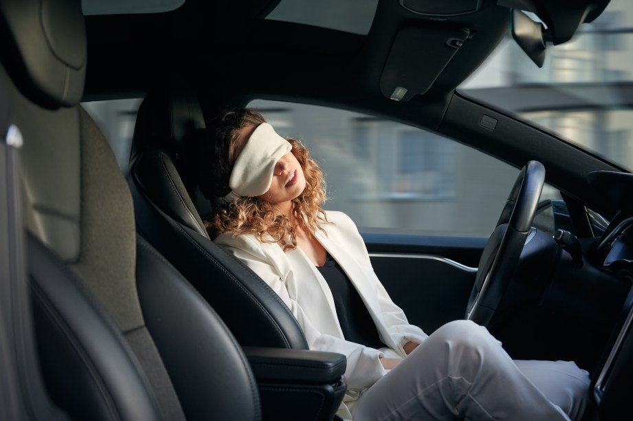Woman Sleeping Car Autonomous Vehicle Automotive Female Driving