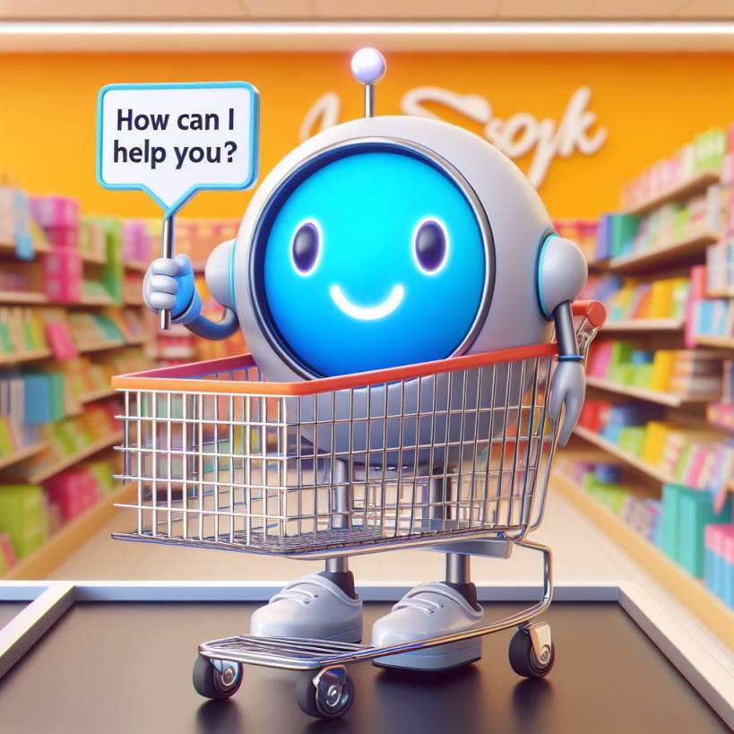 eCommerce Chatbot Shopping Mall Supermarket Cart Concept