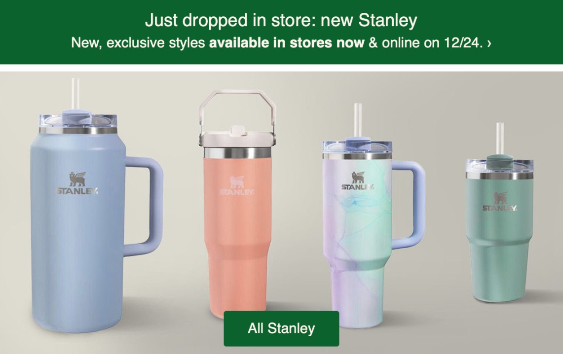 New Stanley Product Launch In Stocks Promotion Message