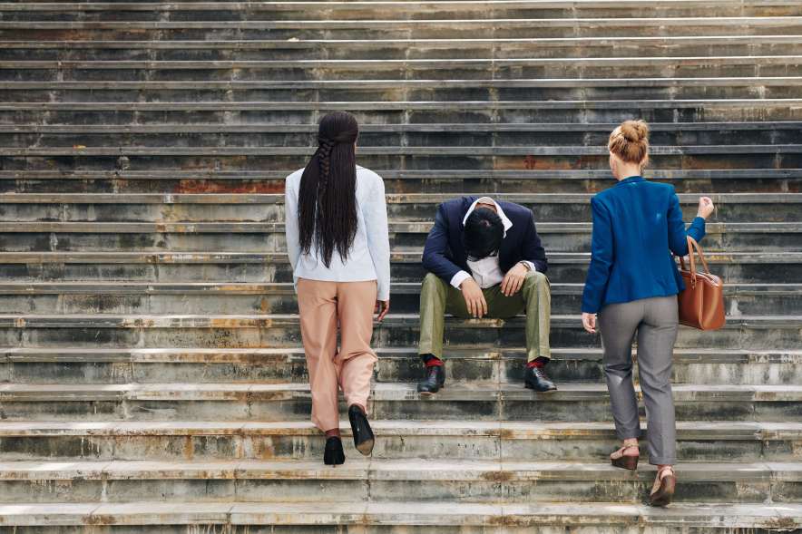 Possibility Failure Man Stairs Fail Depressed