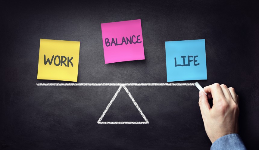 Support Work Life Balance Concept Diagram Chalk Blackboard