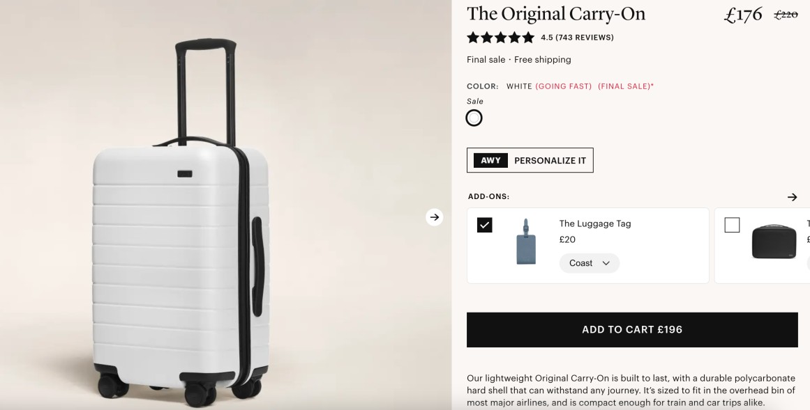 The Original Carry On Bespoke eCommerce Product Page