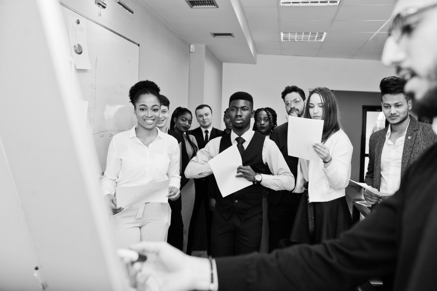 Business Training Black and White Formation Board People Standing