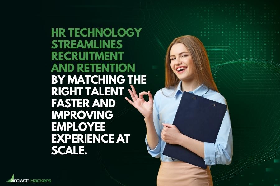 HR Technology streamlines recruitment and retention by matching the right talent faster and improving employee experience at scale