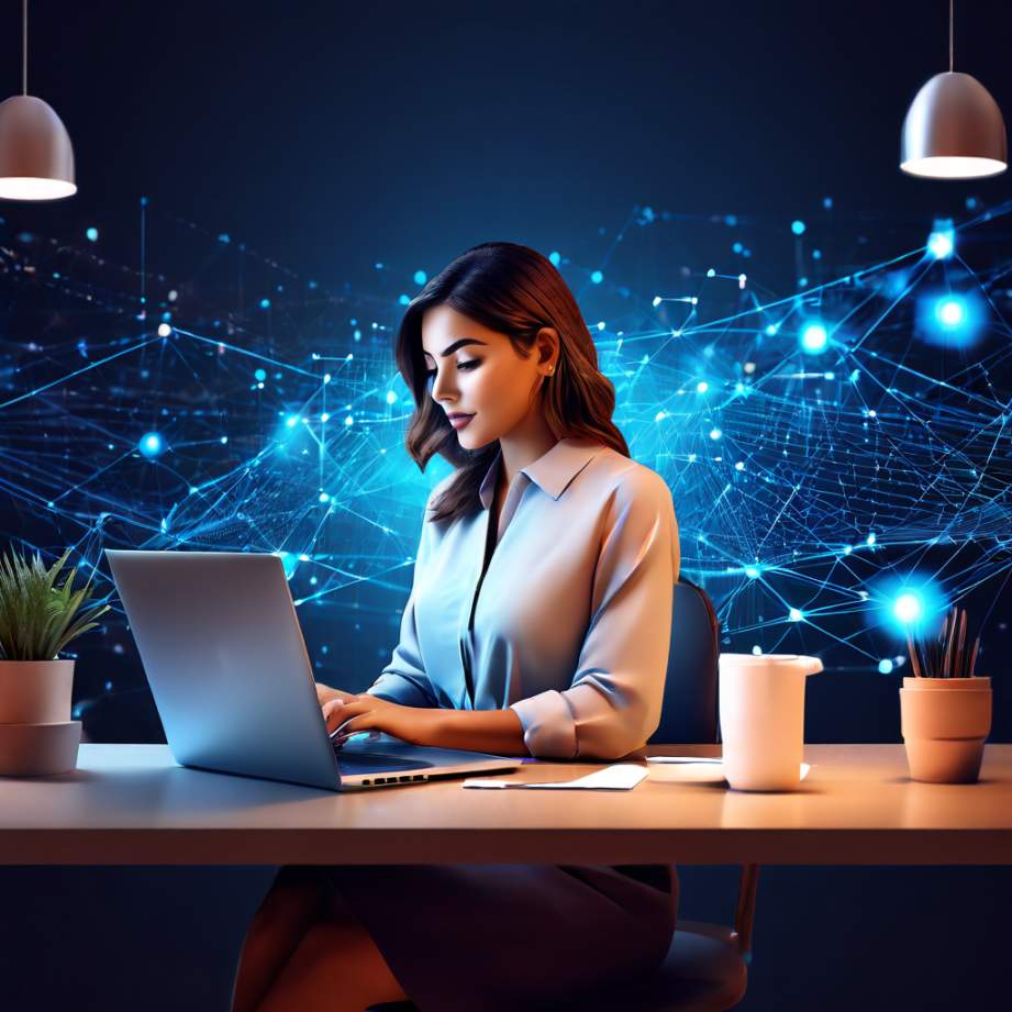 A professional woman working on her laptop for lead generation