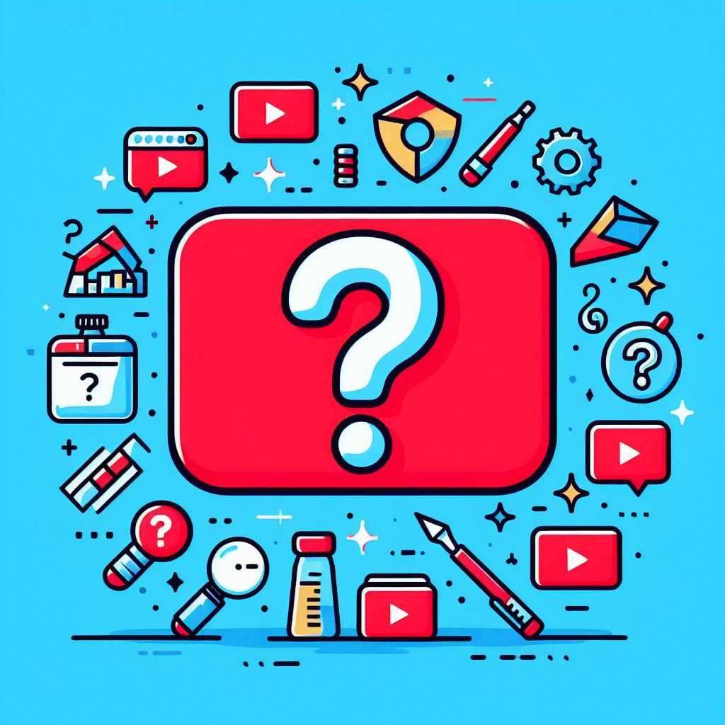A red square with a question mark representing FAQs About YouTube Backlinks