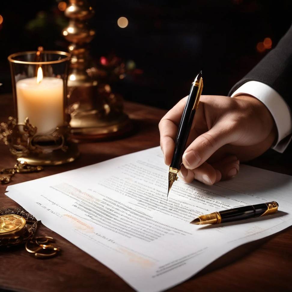 Businessman signing a deal