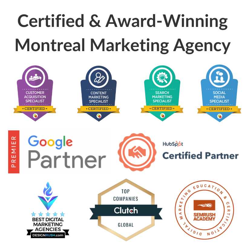 Certified and Award Winning Montreal Marketing Agency Awards Certifications Agencies Companies Firms