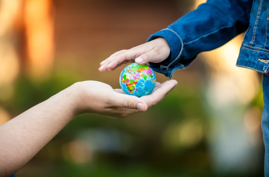 Hand Giving Earth Globe Child Kid Social Responsibility Environment Protection