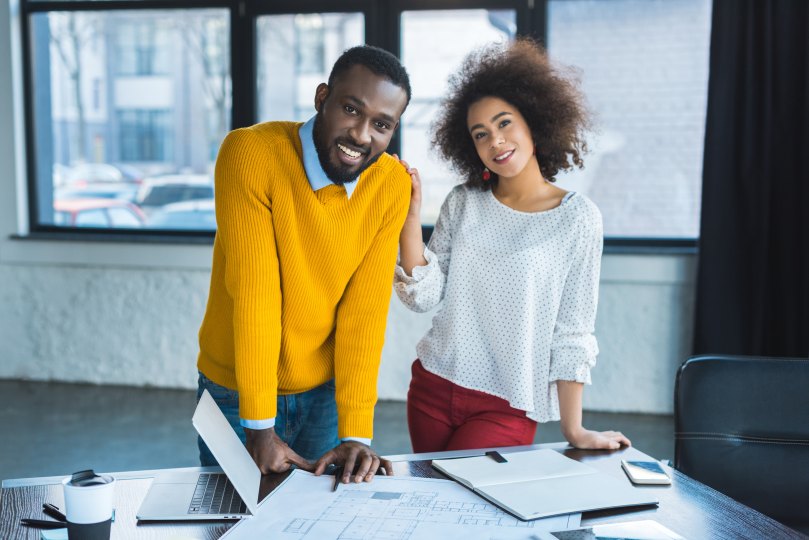 Young Entrepreneurs Businesspeople Applying SBA Loan Entrepreneurship Co-Founders