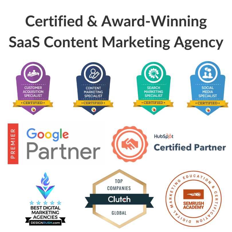 Award Winning Content Marketing Agencies for SaaS Companies Awards Certifications Software-As-A-Service Agency Companies Firms