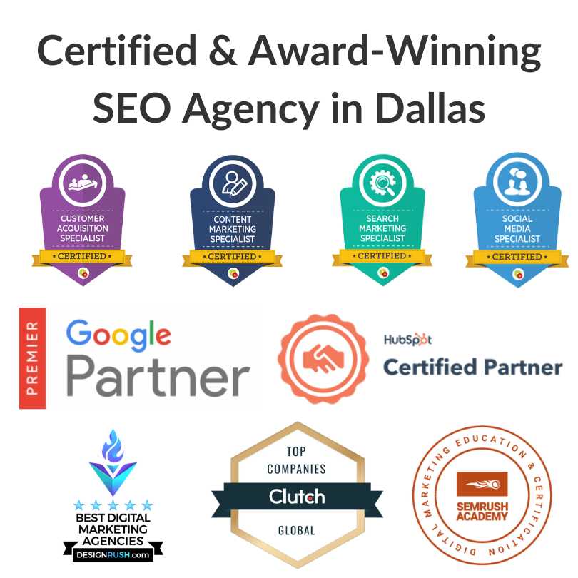 Award Winning SEO Agencies in Dallas Awards Certifications Digital Companies Firms