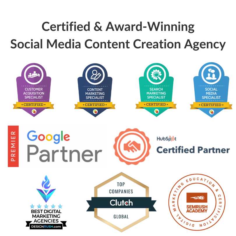 Award Winning Social Media Content Creation Services Awards Certifications Digital Marketing Agencies Companies Firms