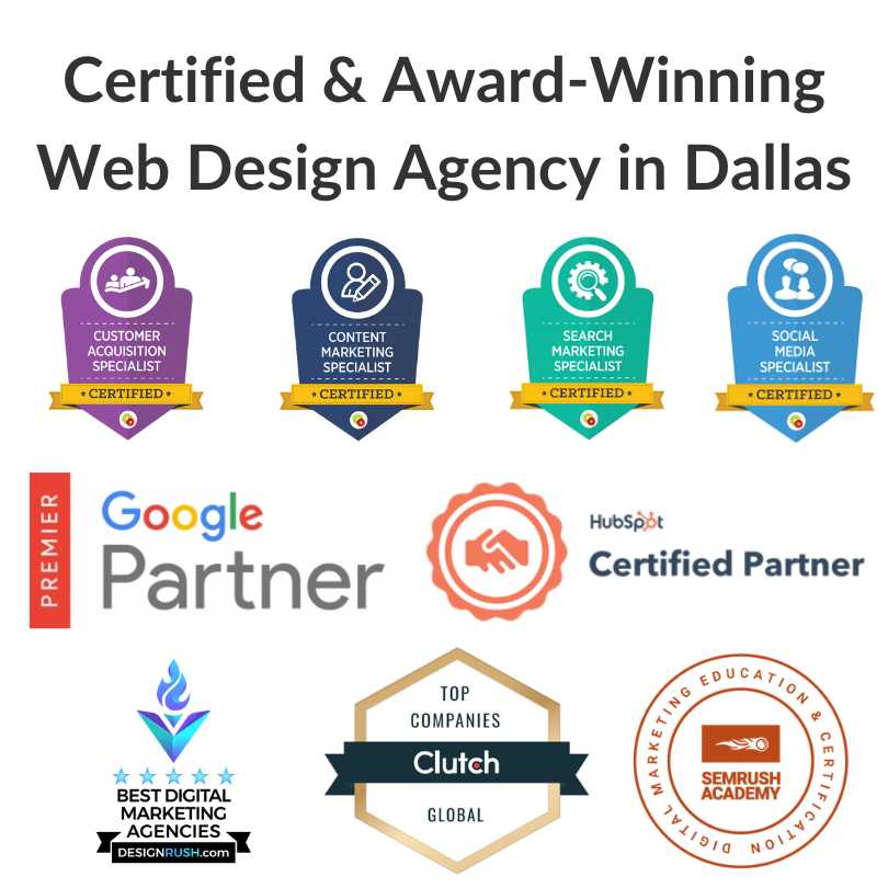 Award Winning Web Design Agencies in Dallas Texas Awards Certifications Website Development Companies Firms