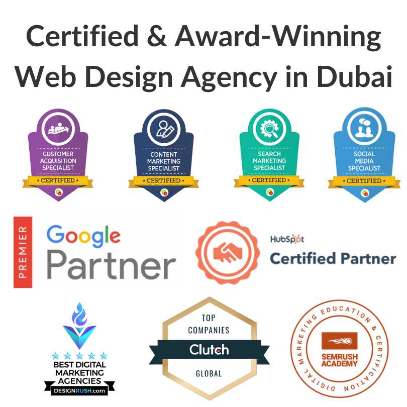 Award Winning Web Design Agencies in Dubai UAE United Arab Emirates Awards Certifications Website Development Companies Firms