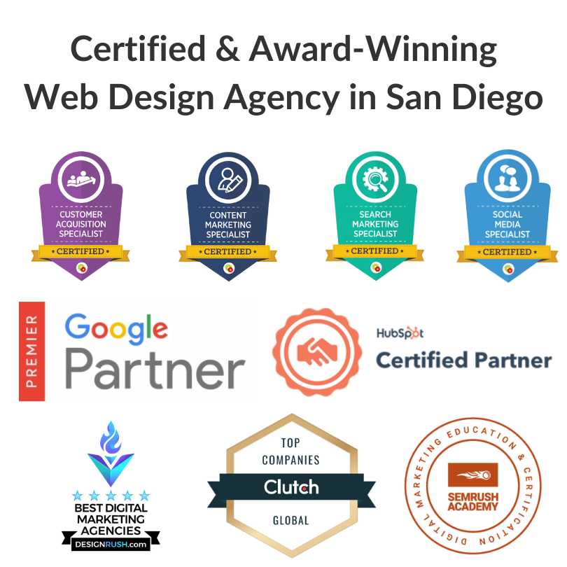 Award Winning Web Design Agencies in San Diego Awards Certifications Website Development Companies Firms
