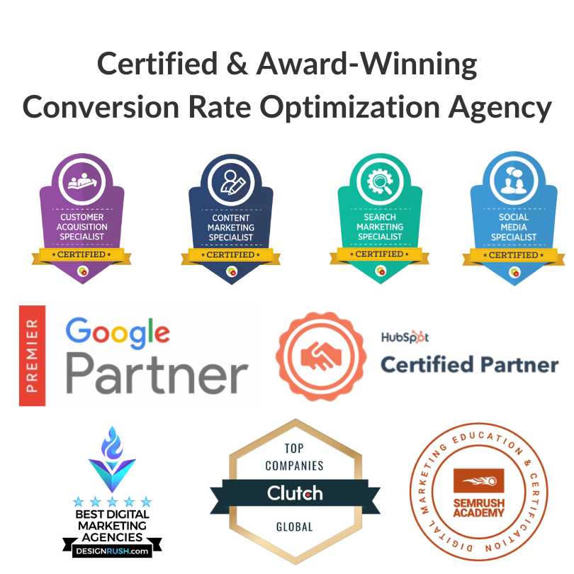 Certified and Award Winning CRO Agency Awards Certifications Digital Agencies Companies Firms